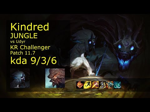 Kindred Jungle vs Udyr - KR Challenger 9/3/6 Patch 11.7 Gameplay // [롤] 킨드레드 vs 우디르 정글