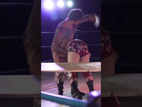Tony Callaghan powerbombs Gabriel Bach through a table - ICW Pandemonium XX
