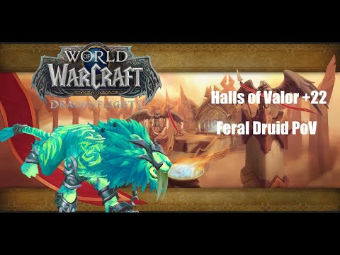 World of Warcraft Dragonflight: Halls of Valor +22 [ Intime] Feral Druid PoV