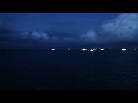 Panama Canal: 100 ships waiting at 4 am to transit Panama Canal from the Atlantic. Colón, Panama