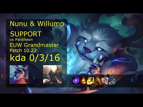 Nunu & Willump Support & Samira vs Pantheon & Jhin - EUW Grandmaster 0/3/16 Patch 10.23 Gameplay