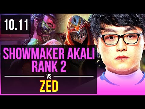 ShowMaker AKALI vs ZED (MID) (DEFEAT) | Rank 2, Rank 1 Akali, KDA 8/2/8 | KR Challenger | v10.11