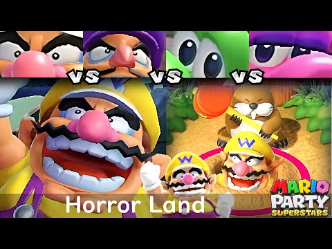 Mario Party Superstars Wario vs Waluigi vs Yoshi vs Birdo in Horror Land