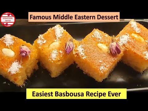 Basbousa Recipe | Authentic Turkish Basbusa | Famous Arabian Basbosa recipe | Egyptian Semolina Cake