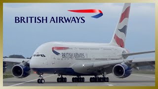 preview picture of video 'BRITISH AIRWAYS A380 | Crosswind takeoff @ Hamburg Finkenwerder'