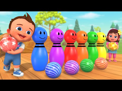 Learn Colors with Bowling 🎳🌈 | Baby’s Outdoor Bowling Alley Fun! 3D Kids Educational