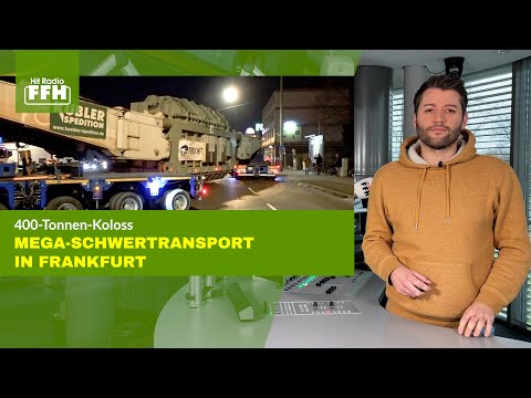 Mega-Schwertransport erreicht in Frankfurt sein Ziel
