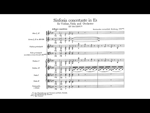 Mozart: Sinfonia concertante in E-flat major, K. 364/320d (with Score)