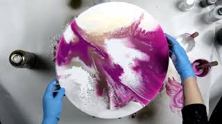 (906) *Gorgeous* GOLD and PURPLE Mixed Media Acrylic Pour Technique