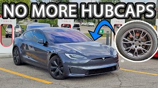 Removing Tesla Model S Plaid Hubcaps and Installing Center Caps (Why wasn't this a factory option?!)