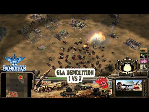 GLA Demolition General - Command Conquer Generals Zero Hour - 1 vs 7 Usa Air Force Generals Gameplay