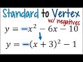 How to Convert a Quadratic Equation to Vertex Form with a Negative in Front of the x^2