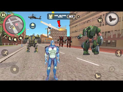 Rope Hero: Vice Town (Rope Hero Crash Naxeex Airplane) Rope Hero Fight Car Robot Army - Gameplay HD