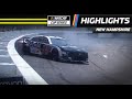 Almirola leads the field to the restart and wrecks