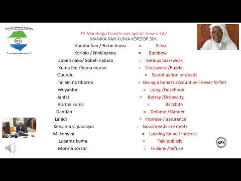 15 Mandingo brainteaser words lesson 147 --  Manika kan kuma kordor sini