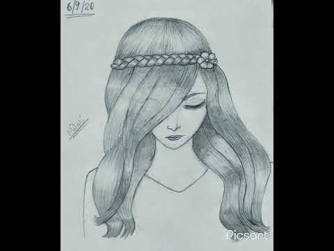 A Girl with beautiful hair|| Farjana Drawing Academy Recreation|| First Sketch ever|| Mitali_13||