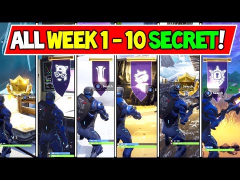 ALL SECRET BATTLE STAR & BANNERS LOCATIONS WEEK 1 to 10 - Fortnite Season 7 (Fortnite Battle Royale)