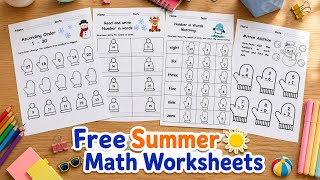 🌞 FREE Summer Activity #Worksheets for #Kindergarten | #Math & Number || worksheets kindergarten