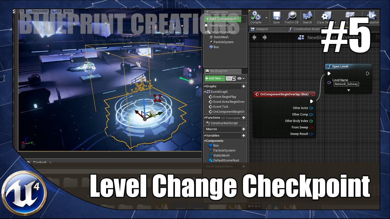 Level Changing Checkpoint - #5 Unreal Engine 4 Blueprint Creations Tutorial