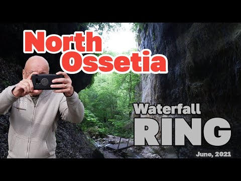 Montanhas da Ossétia do Norte. Fortaleza rochosa de Dzivgis. Cachoeira Ring. Rússia. 2022. Full HD