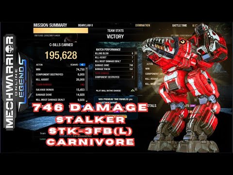 MWO: Stalker STK-3FB(L) - 746 Damage at BearClaw II 1 KMDD - Best Match Ever Had This Mech!