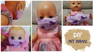 Puppenmundschutz aus Jersey Stoffresten - BabyBorn Annabell Luvabella selber nähen