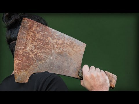 Insanely Big Butcher Cleaver Restoration. SORT OF...