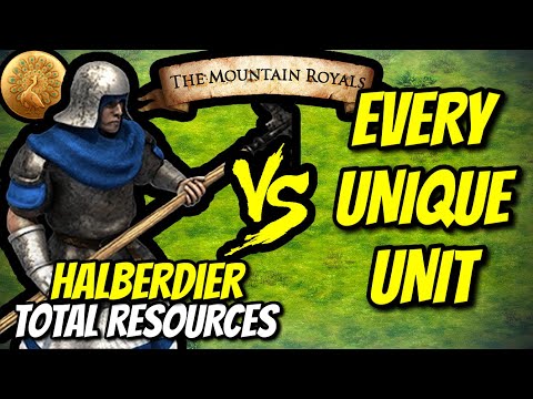 HALBERDIER (Burmese) vs EVERY UNIQUE UNIT (Total Resources) | AoE II: DE