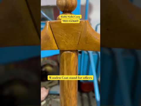 Free standing rack wooden coat stand for office use