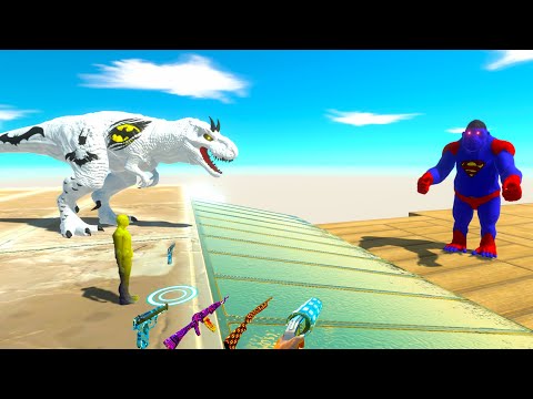 FPS AVATAR & WHITE BATMAN T-REX vs SUPERMAN GORO DEATH FALL - Animal Revolt Battle Simulator