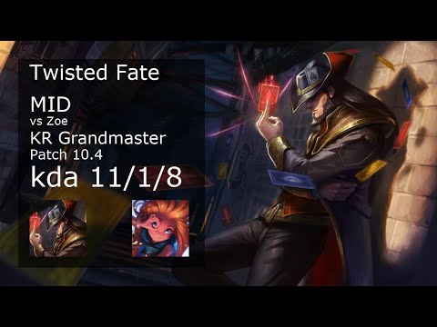 Twisted Fate Mid vs Zoe - KR Grandmaster 11/1/8 Patch 10.4 Gameplay // [롤] 트위스티드 페이트 vs 조이 미드 11/1/8