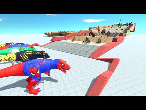 T-REX CLIMBINGS CHALLENGE vs SPIDERMAN DRAGON - Animal Revolt Battle Simulator