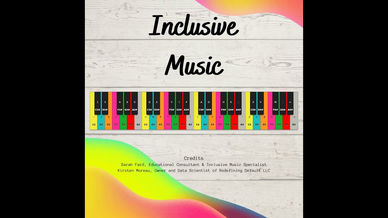 Adapted Music Notation Color Coded Piano Keyboard
