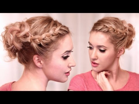 Curly updo hairstyle tutorial ❤ Knotted braid for...