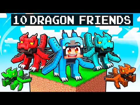 10 FRIENDS On ONE DRAGON BLOCK in Minecraft!