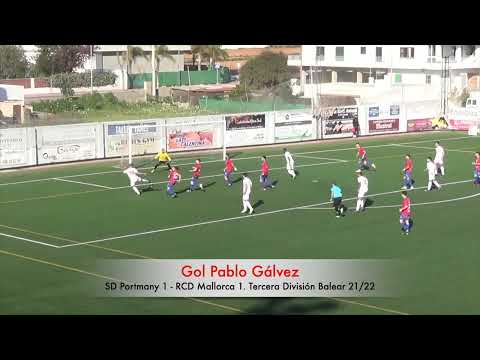 Gol Pablo Gálvez. SD Portmany 1 - RCD Mallorca 1. Tercera División Balear 21/22