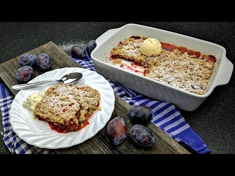 Dessert in 5 Minuten‼️ Zwetschgen Crumble mit Streusel Alle suchen dieses Rezept! Kuchen ohne Boden