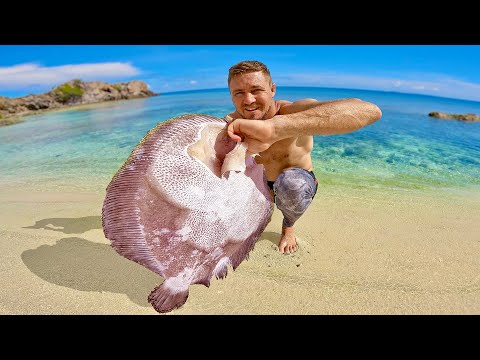 SOLO SURVIVAL Spear Fishing RARE Fish Catch Clean Cook!