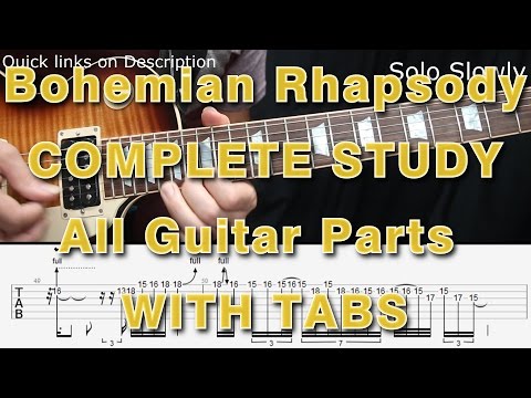 Queen, Bohemian Rhapsody, Guitar Lesson, Tutorial, How to play, Solo, Tab, COMPLETE, Tabs