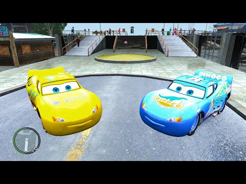 Dinoco McQueen Vs McQueen Pro ⭐Testing Impact Force - GTA 4 Crash Testing Car Mods