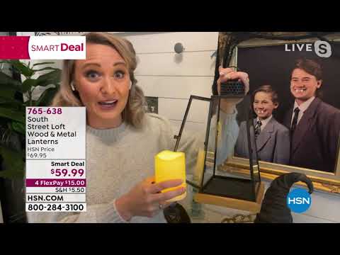 South Street Loft Set of 2 Wood and Metal Lanterns