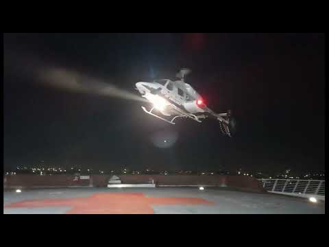 Incoming emergency MEDICAL Helicopter landing on St Anns Hospitals roof
