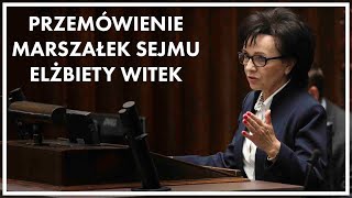 Przemówienie Marszałek Sejmu Elżbiety Witek