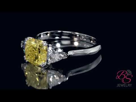 1.7 CTW Fancy Yellow Cushion Cut Lab Diamond Engagement Ring "Mila"