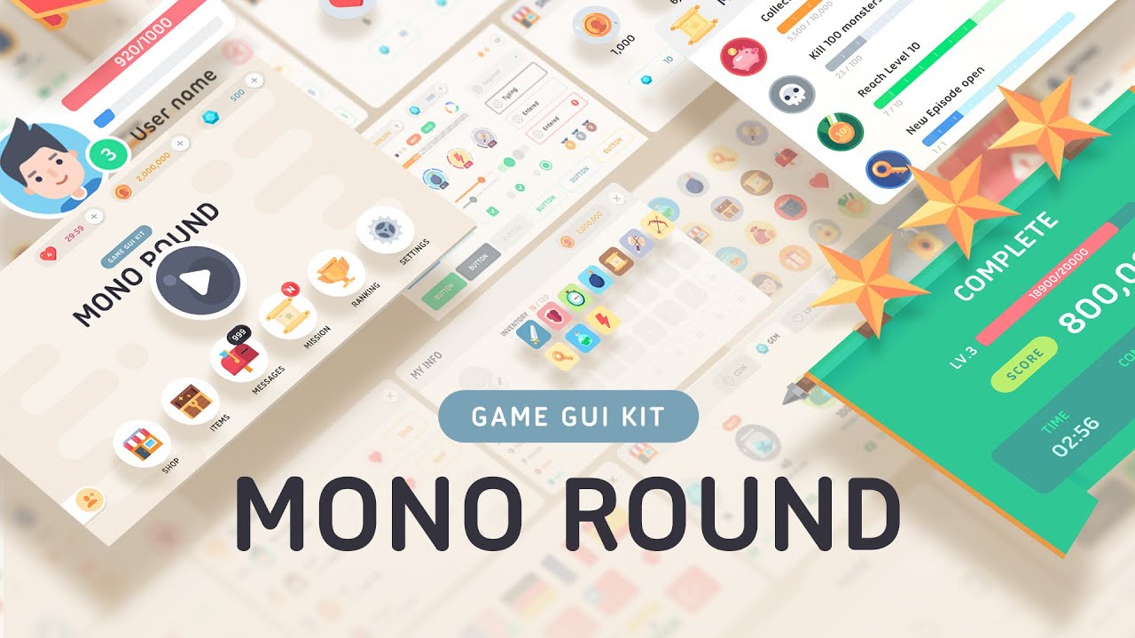 Unity Asset Store [ GUI Kit - Mono Round ] LAYERLAB - 레이어랩