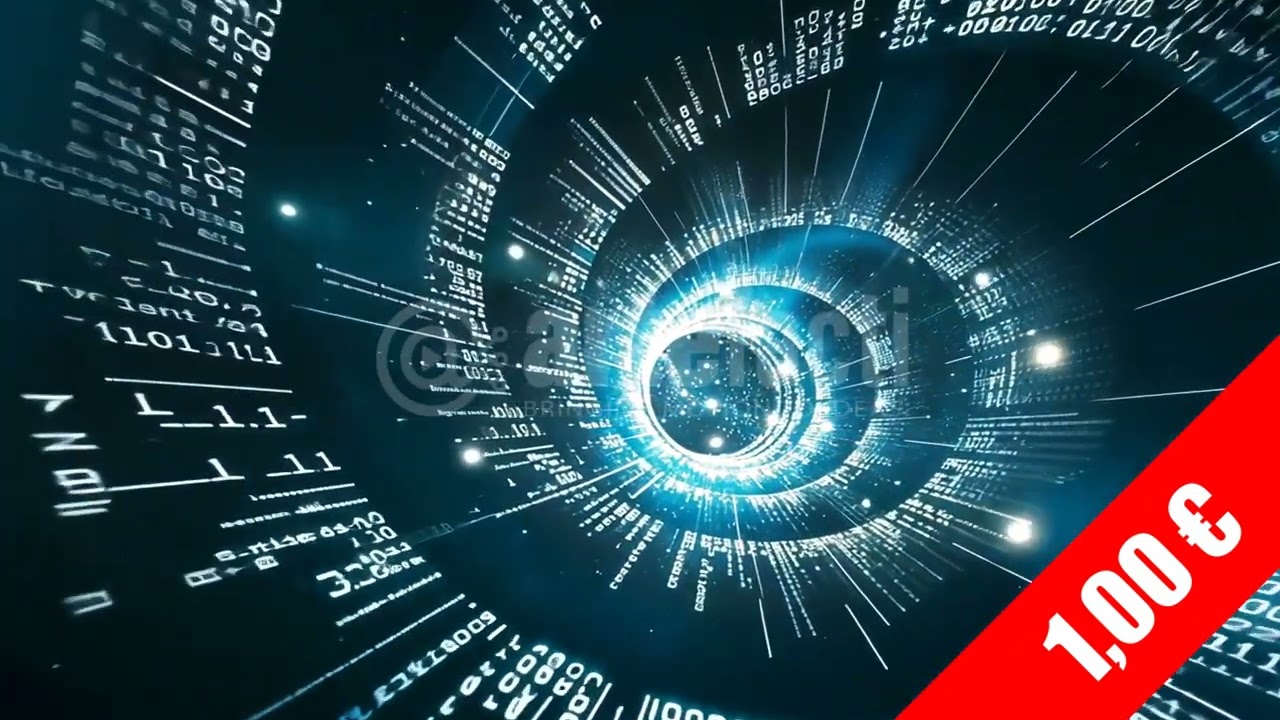 Blue Binary Vortex – HD Tech Tunnel Stock Footage (1920x1080)