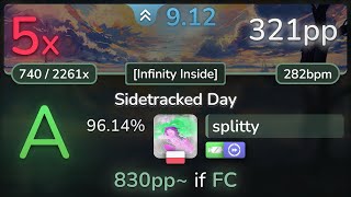 9.1⭐ splitty | VINXIS - Sidetracked Day [Infinity Inside] +EZDT 96.14% (321pp 5❌) - osu!