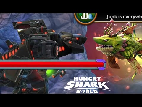 GAIA SHARK BATTLE ENEMY MECHA SHARKJIRA!! - Hungry Shark World