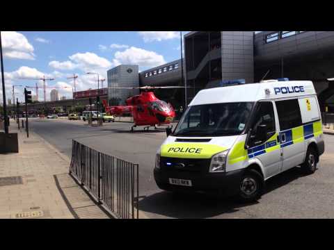 London Ambulance Responding - air ambulance london - traffic serious accident at Silvertown 2015