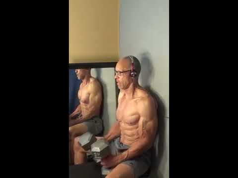 Conditioning Biceps Curls Practice to Reduce Sway 45 lb Dumbbells